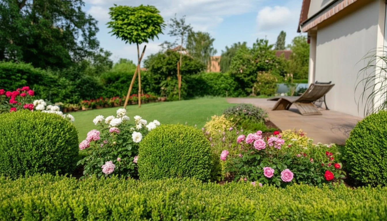 Ciseaux à essence de jardin, brousse verte coupée, haie